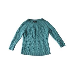Ann Taylor Teal 100% Cashmere Cable Knit Sweater - Size Small